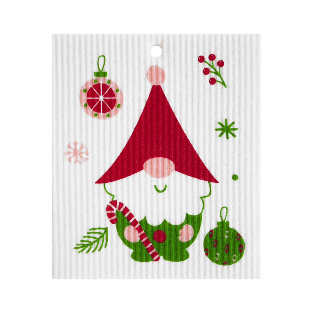 Swedish Dishcloths - Winter Imagery - Gnome with Candy Cane