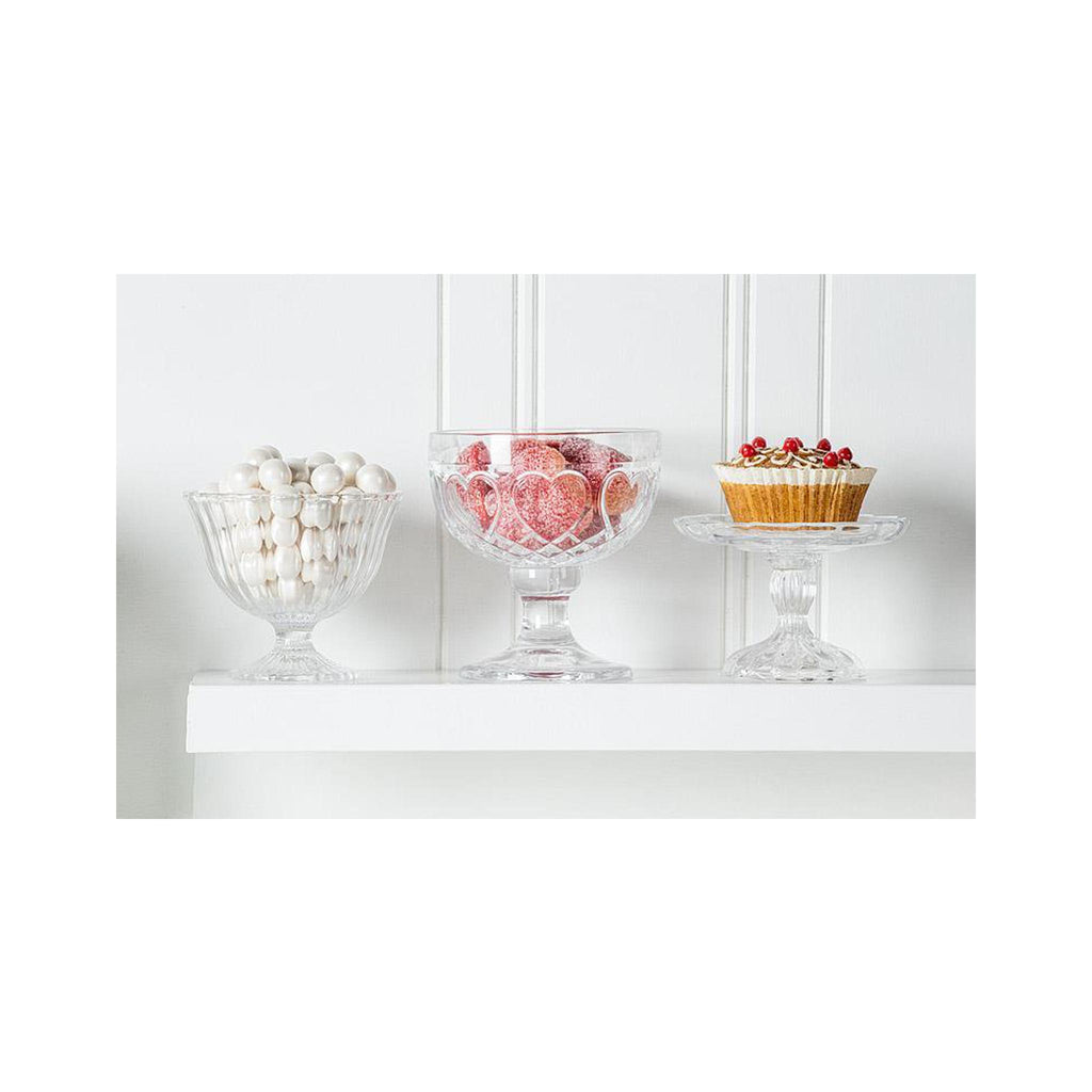 Heart Embossed Pedestal Bowl - on display