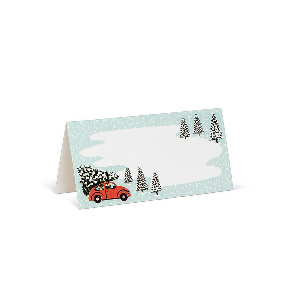 Red Car & Tree Holiday Place Cards