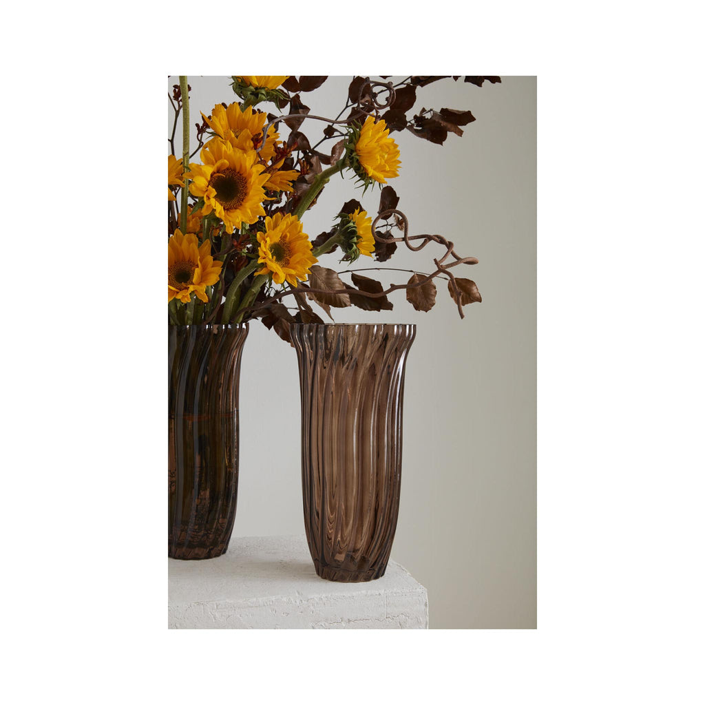Chanterelle Ribbed Glass Vase - in use