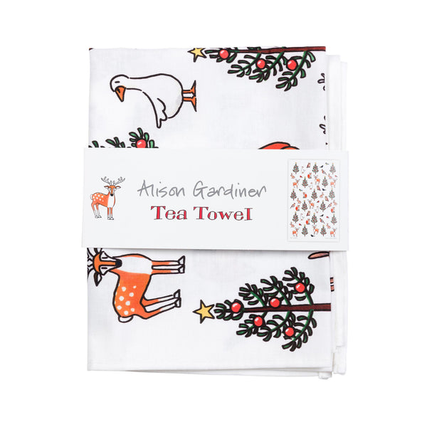 Alison Gardiner Winter Wildlife Tea Towel - packaging