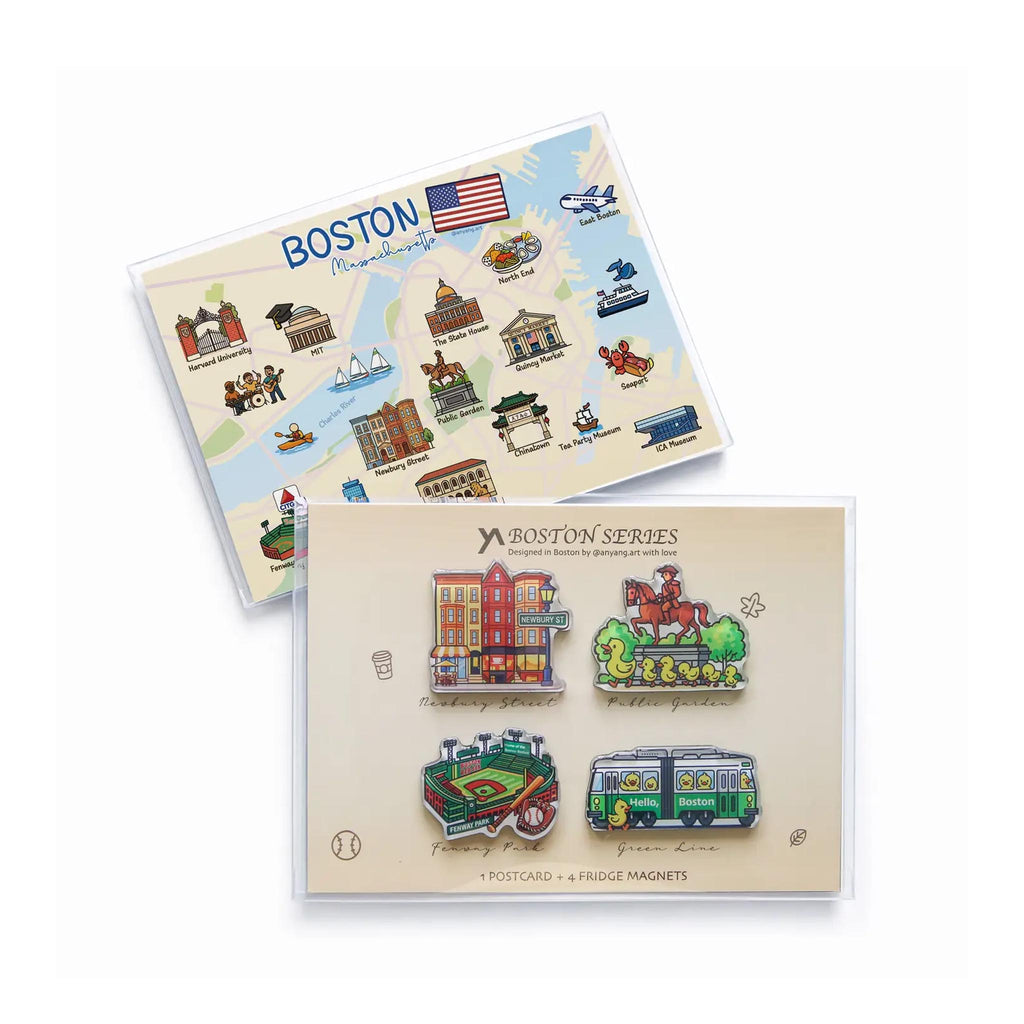 Boston Icons Magnets & Postcard Set