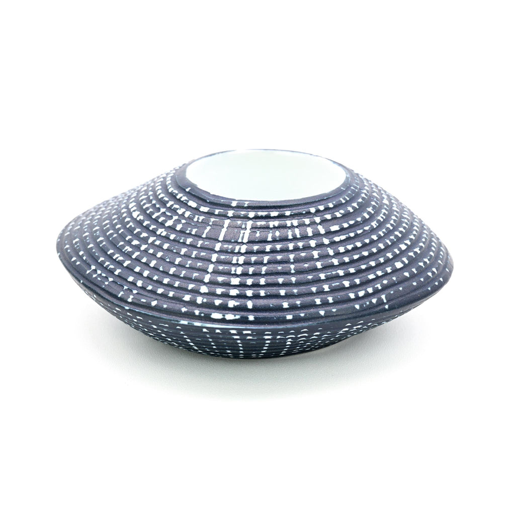 Porcelain Sea Shell Tealight Holder  - Blue Mottled