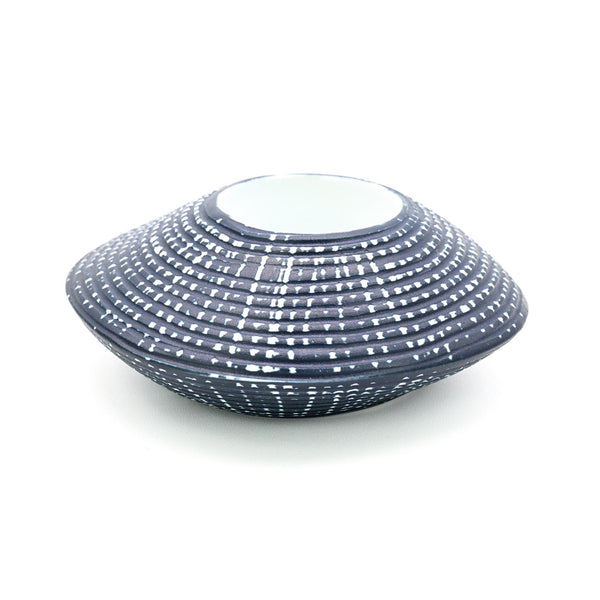Porcelain Sea Shell Tealight Holder  - Blue Mottled