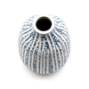 Porcelain Adam Vase - Blue & White Striated - top view