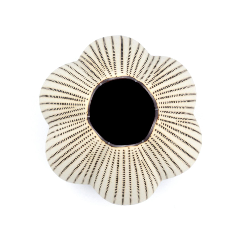 Champa Vase - White with Brown Dots - top view