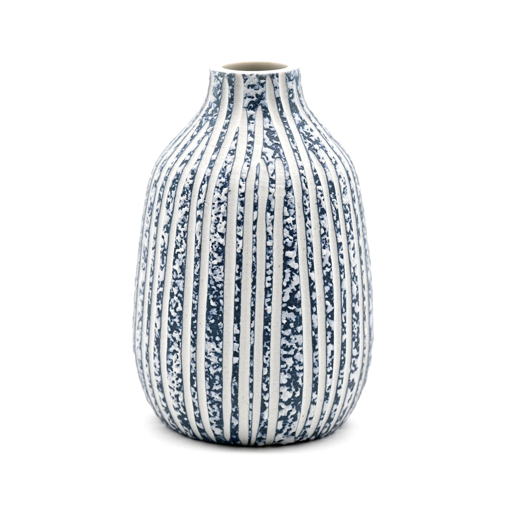 Porcelain Adam Vase - Blue & White Striated