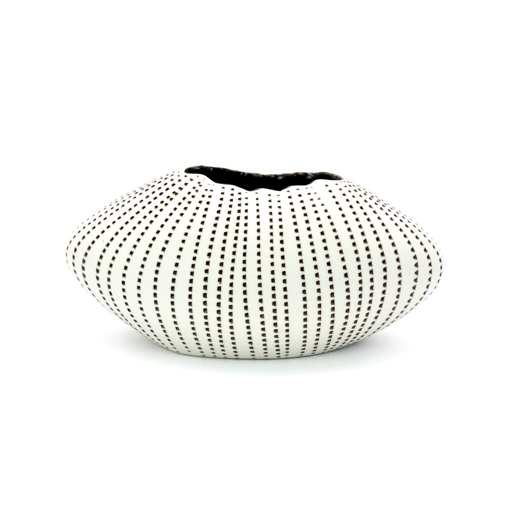 Porcelain Oval Vase - White with Brown Dots