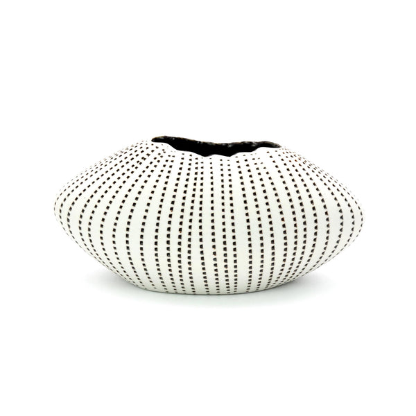 Porcelain Oval Vase - White with Brown Dots