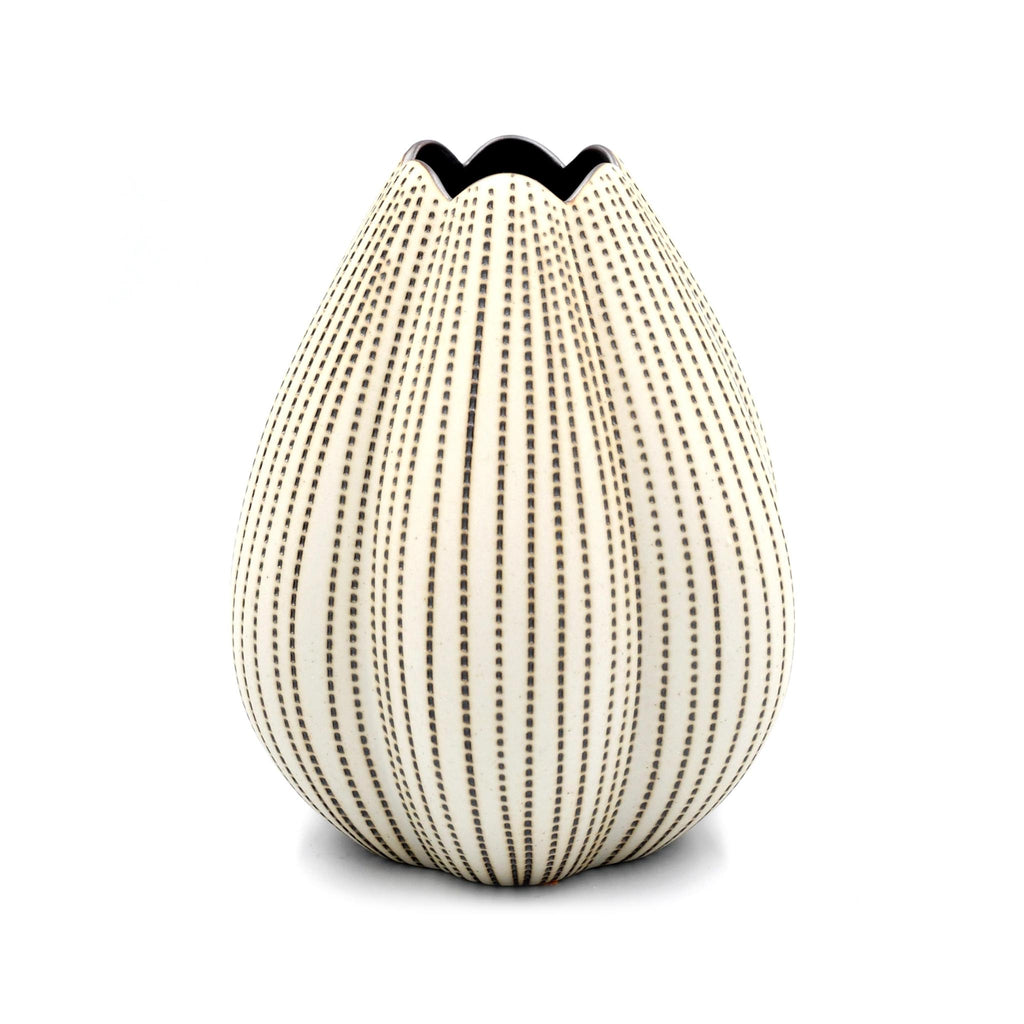 Champa Vase - White with Brown Dots