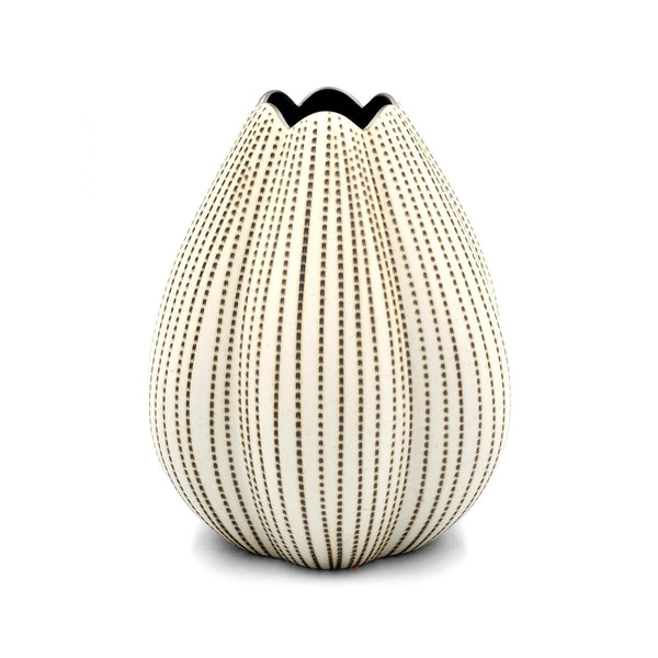 Champa Vase - White with Brown Dots