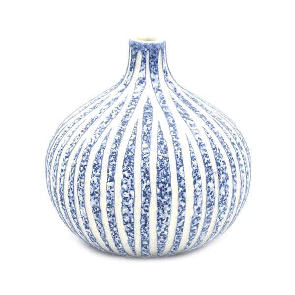 Porcelain Congo Tiny Bulb Vases -Large- Blue Striated