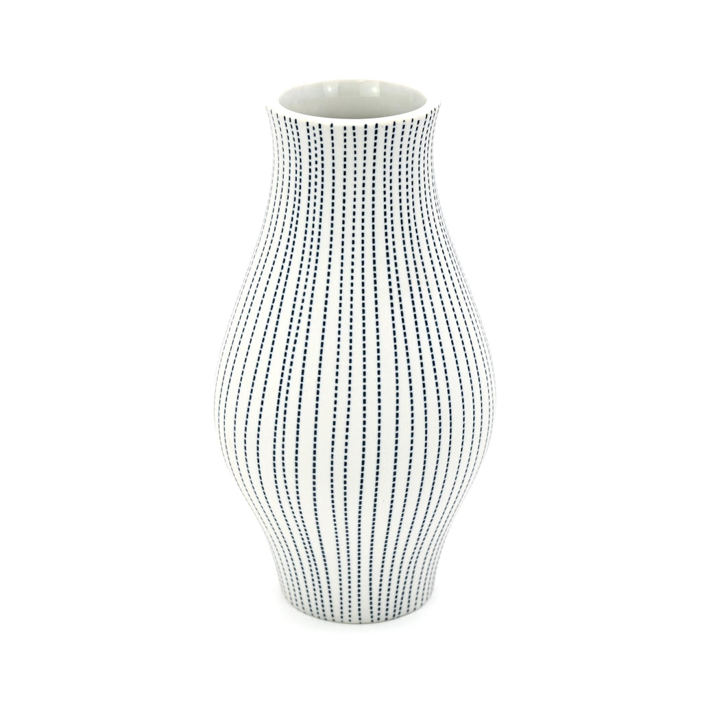 Chamon Mini Vase - Large - White with Blue Dashes