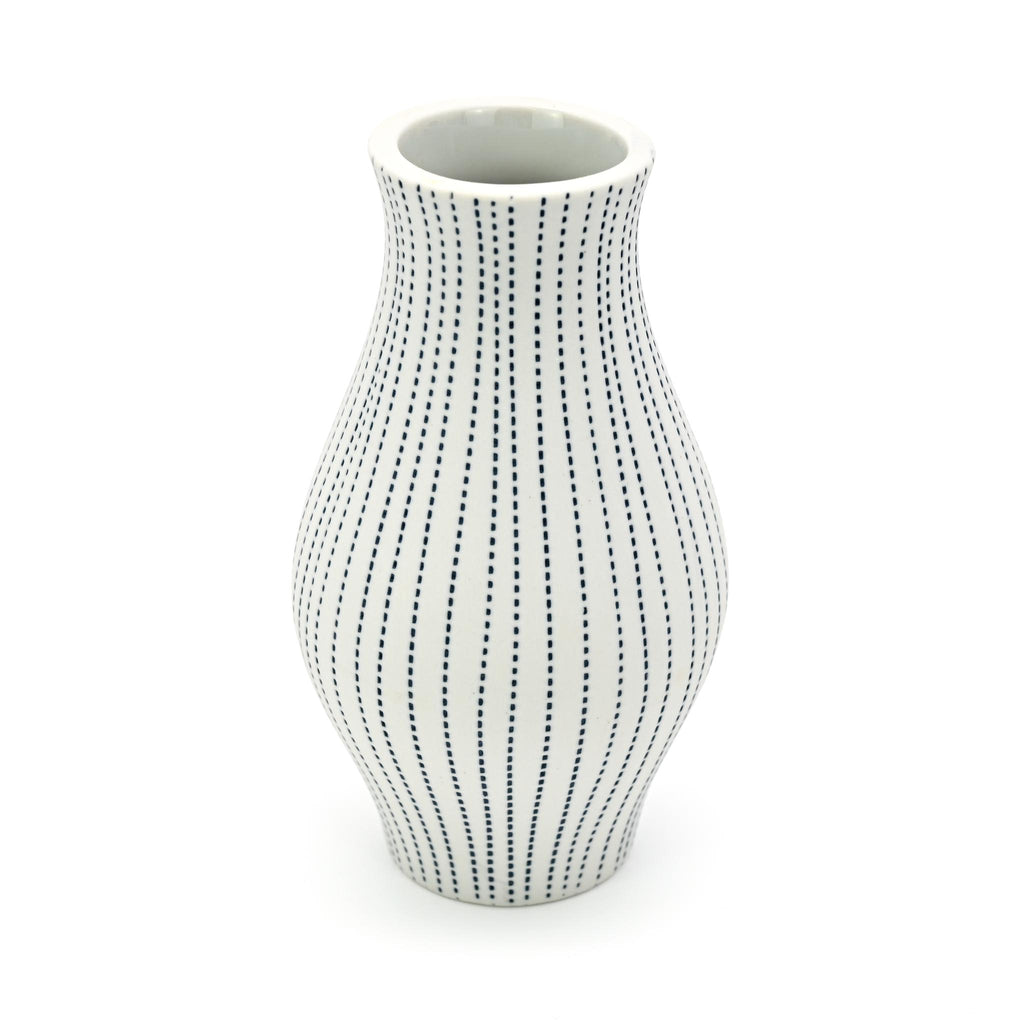 Chamon Mini Vase - Medium - White with Blue Dashes