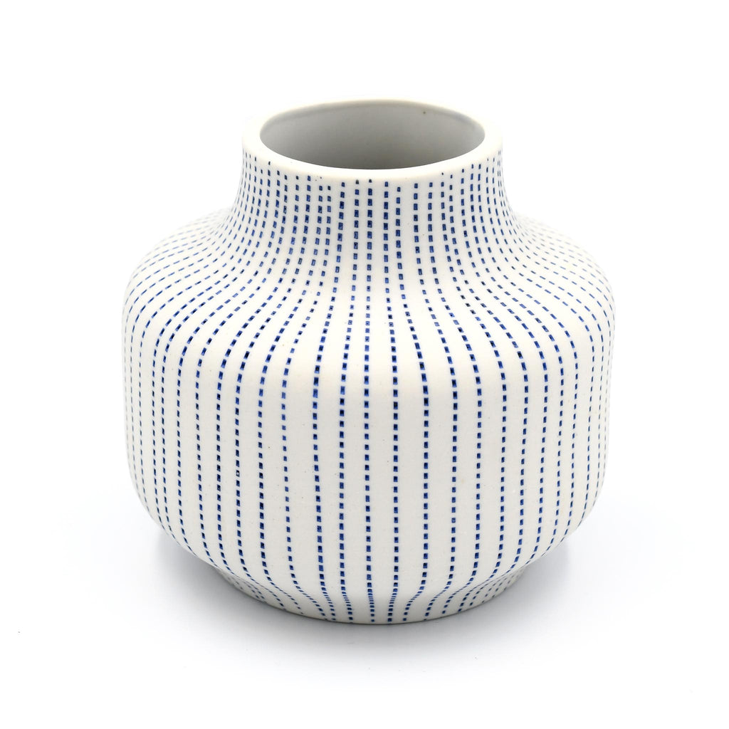 Diana Vase - White with Blue Dashes
