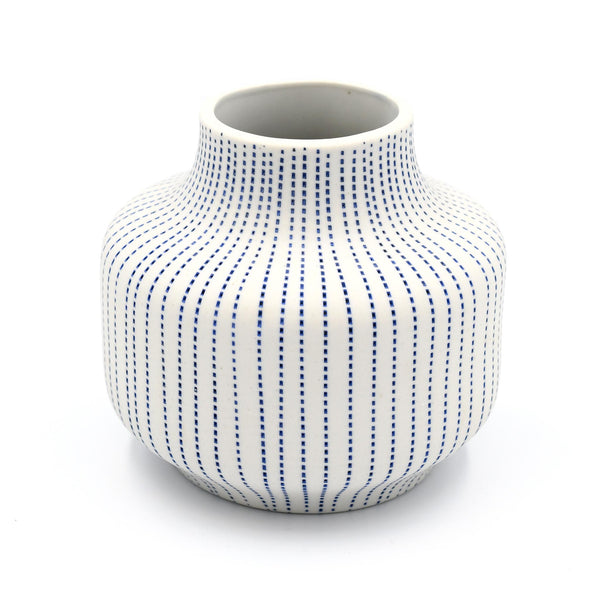 Diana Vase - White with Blue Dashes