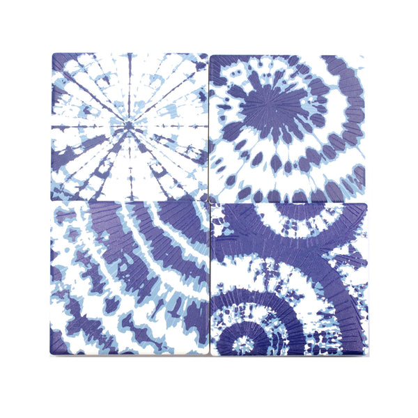 Blue Tie-dye Textured Coaster Set of 4