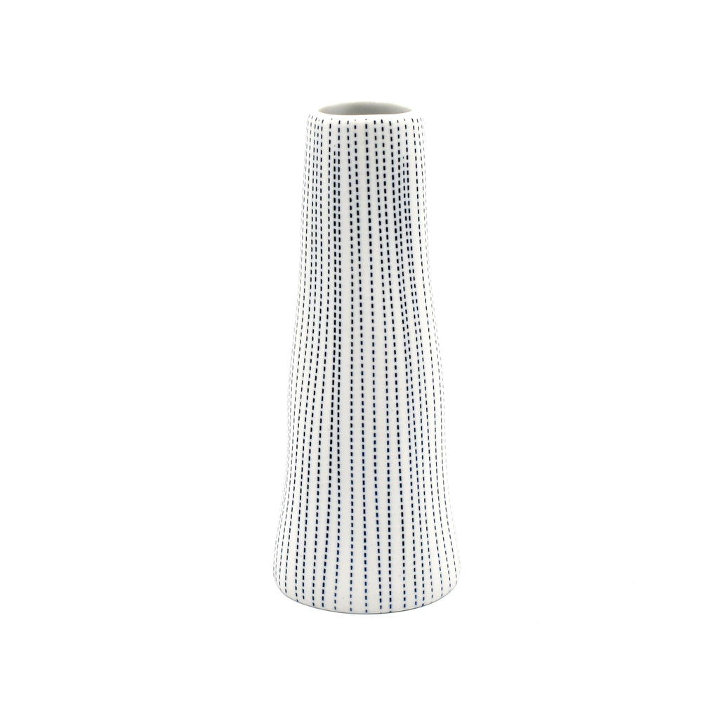 Koza Vase - White with Blue Dashes- Small