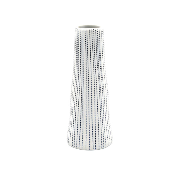 Koza Vase - White with Blue Dashes- Small