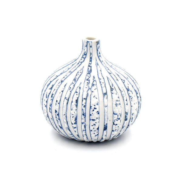 Porcelain Congo Tiny Bulb Vases - Small - Blue Striated
