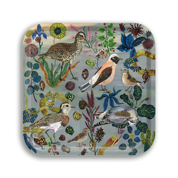 Birch Wood Tray - Square - Birds in the Dunes