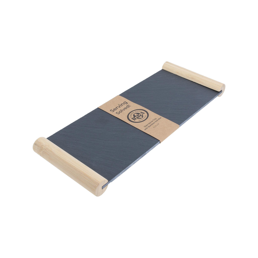 Slate Serving Tray with Bamboo Handles