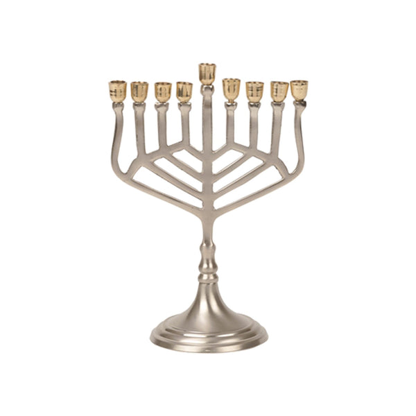 Geometric Nickel & Brass Menorah