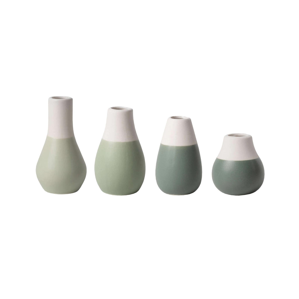 Two Tone Mini Bud Vases - Green