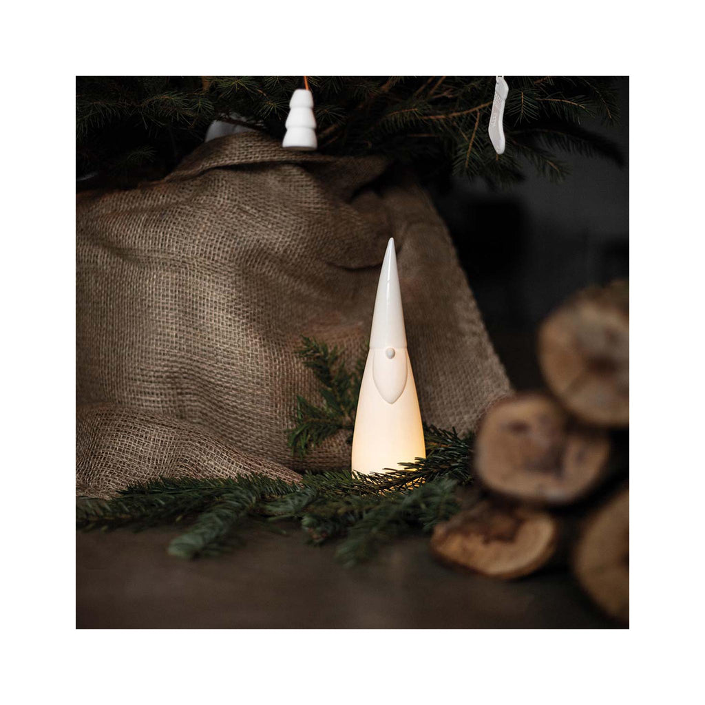 Porcelain LED Santa Gnome - lit
