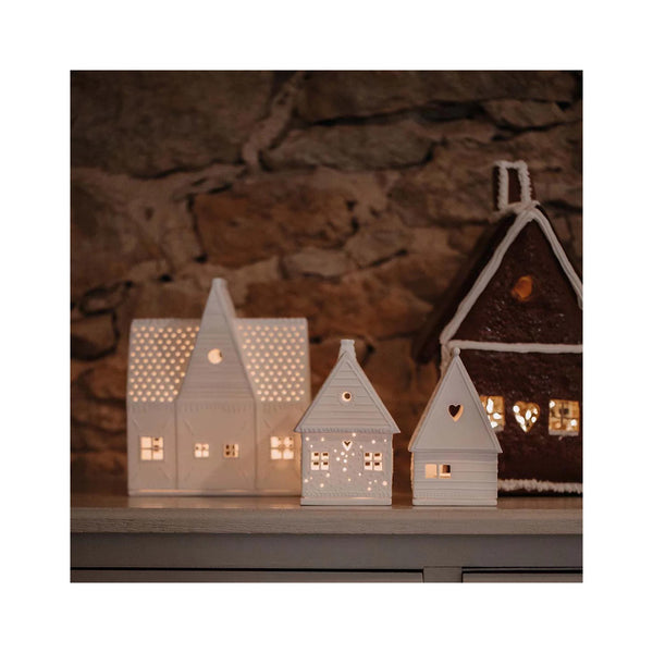Porcelain Village House - Gingerbread - Heart - in grouping