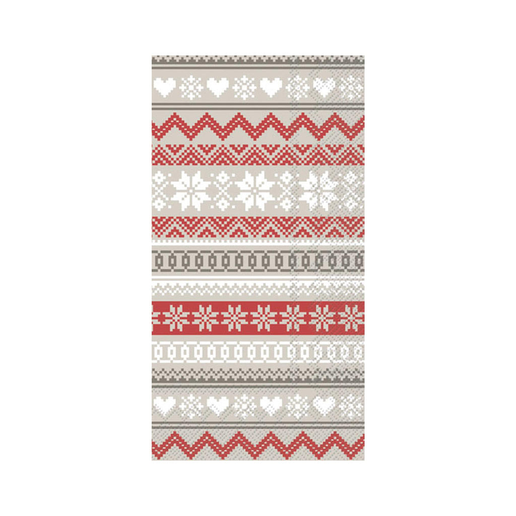 Nordic Pattern Cream Red Guest Towels