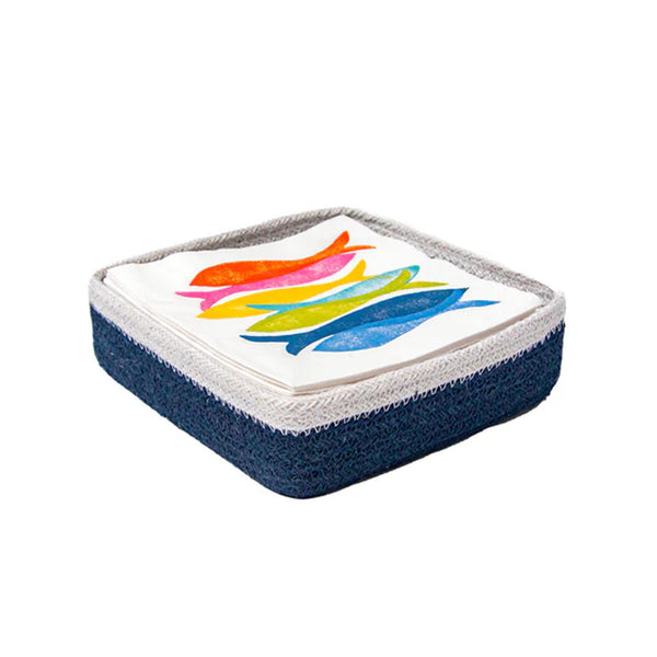 Jute Cocktail Napkin Caddy - Navy
