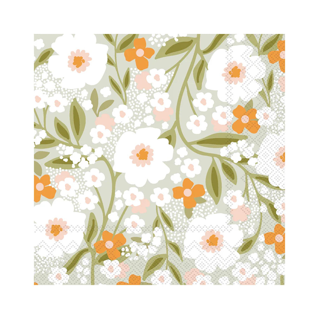 Floral Haven Beverage Napkins - Sage