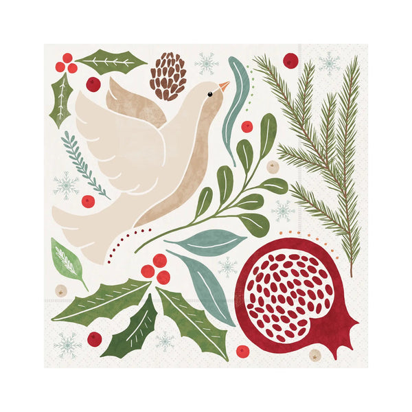 Winter Berry Dove Luncheon Napkins