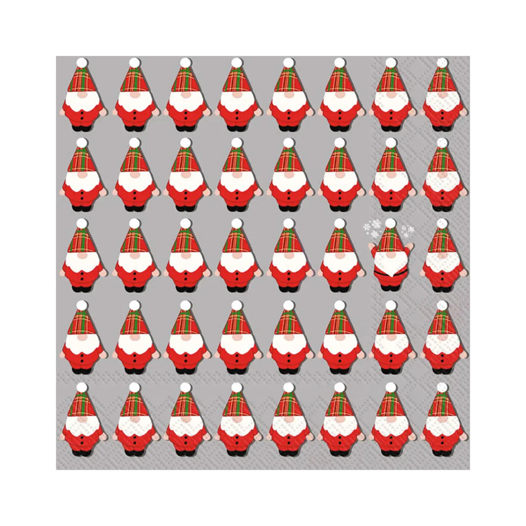 Wallace Plaid Santa Gnome Beverage Napkins