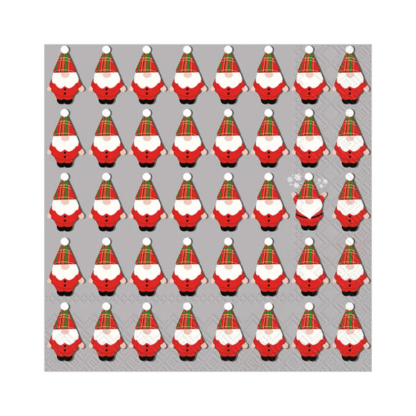 Wallace Plaid Santa Gnome Beverage Napkins