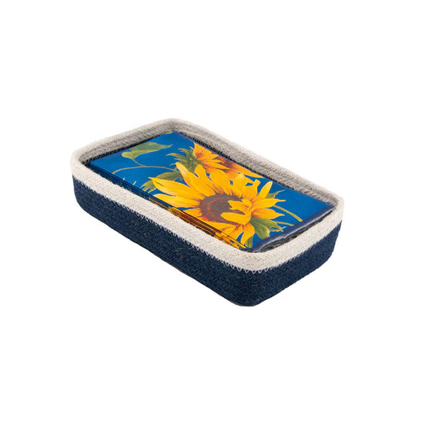 Jute Guest Towel Napkin Caddy - Navy