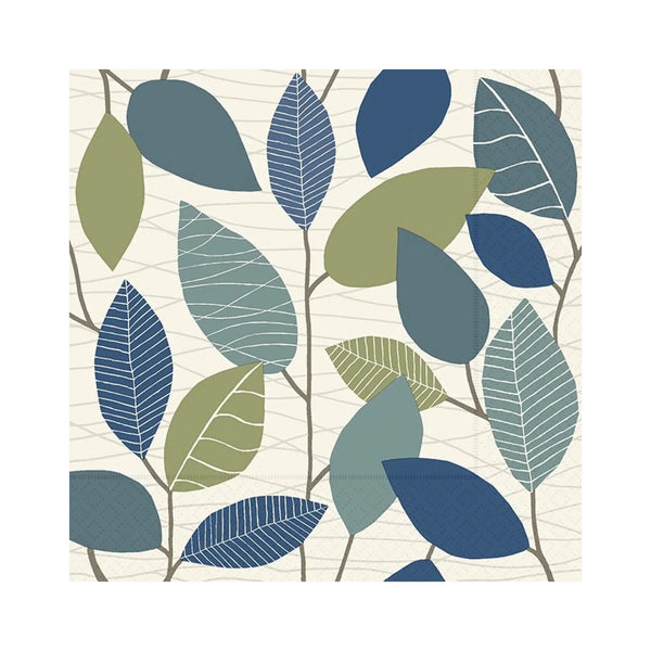 Linocut Leaves Beverage Napkins