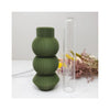 3D Printed Bud Vase - Olive Green - with glass insert exposed