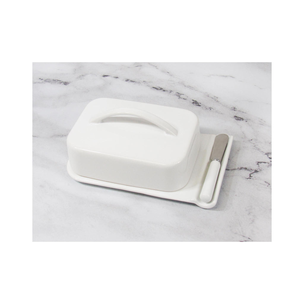Porcelain Butterie Dish - White closed