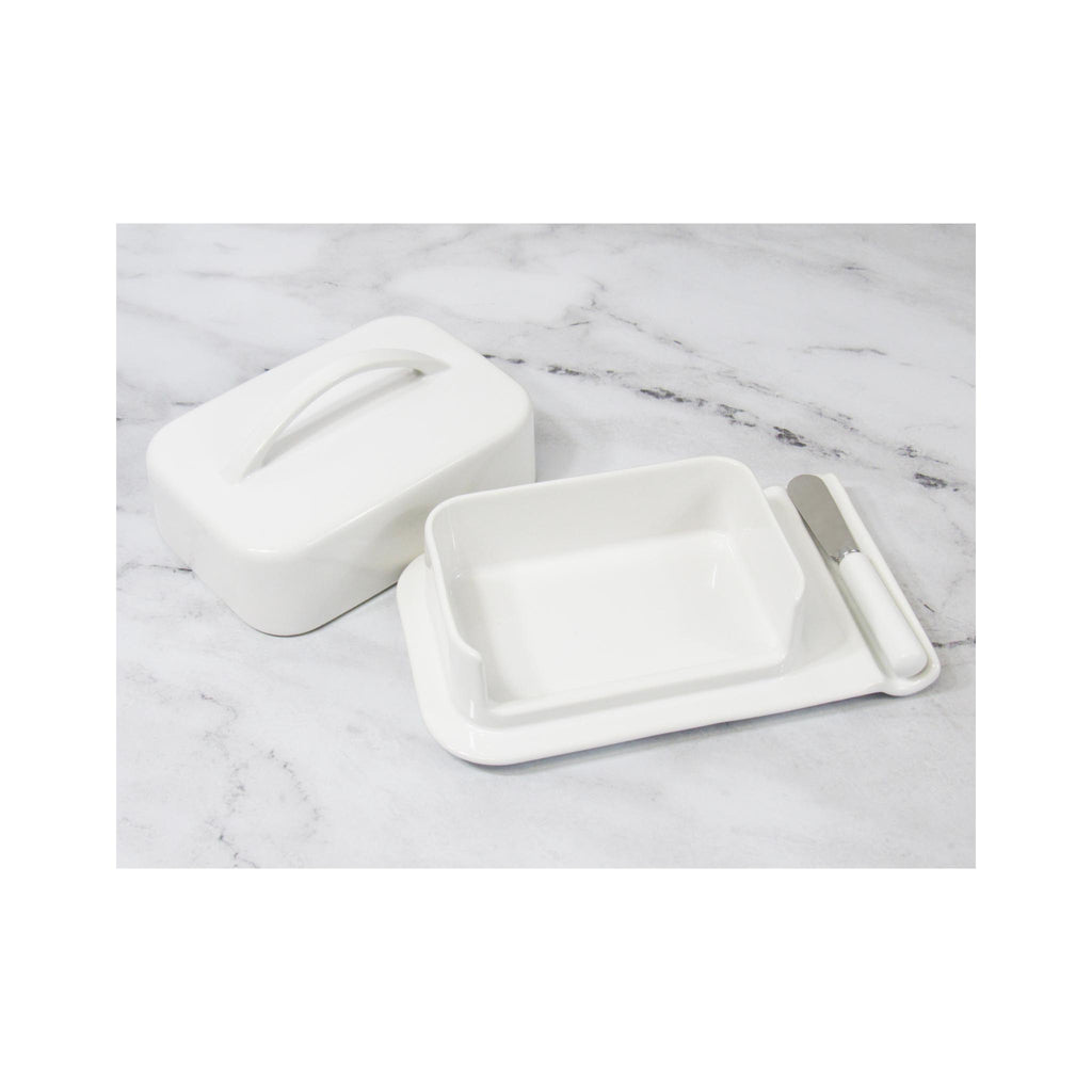 Porcelain Butterie Dish - White open
