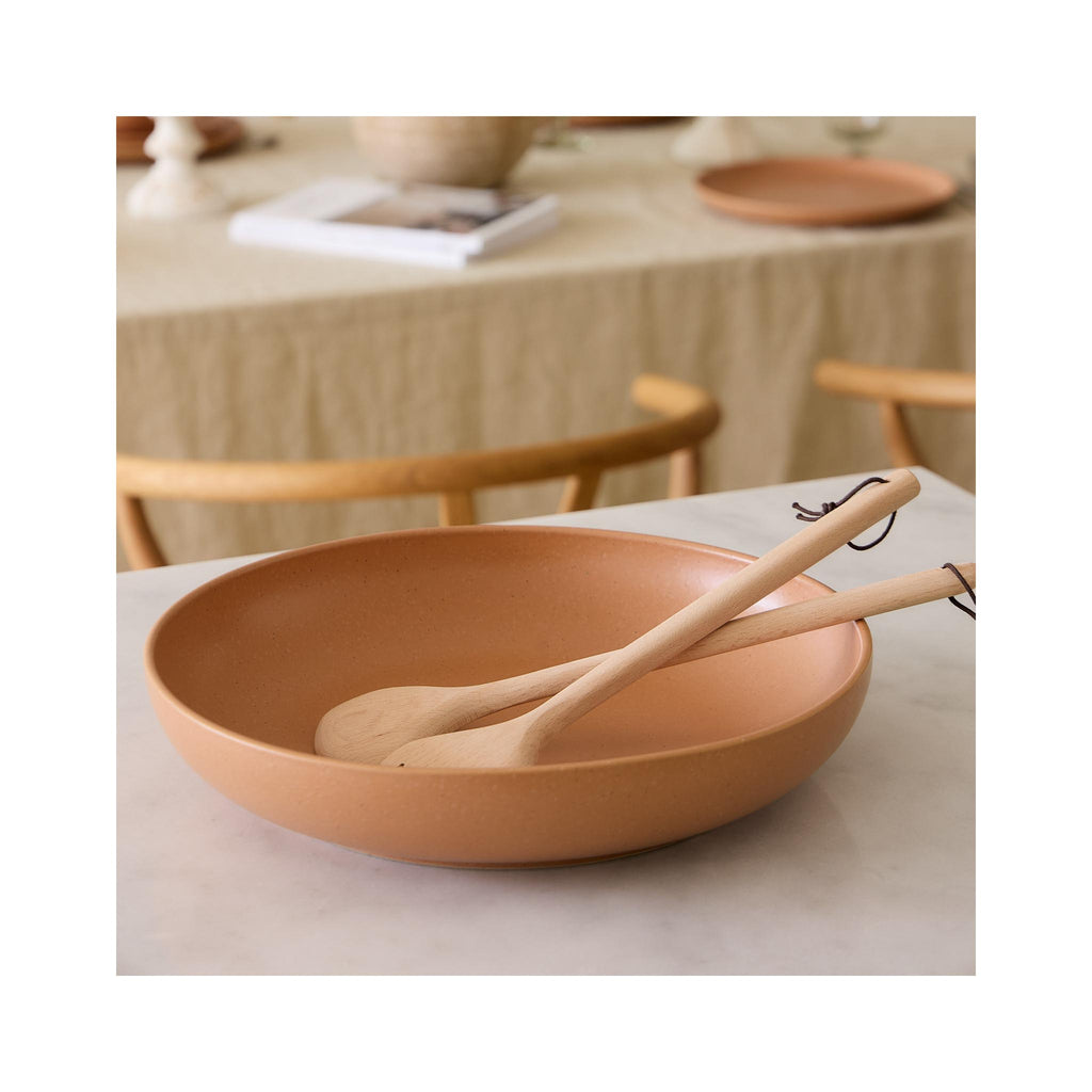 Pacifica Low Serving Bowl - Terracotta - in use