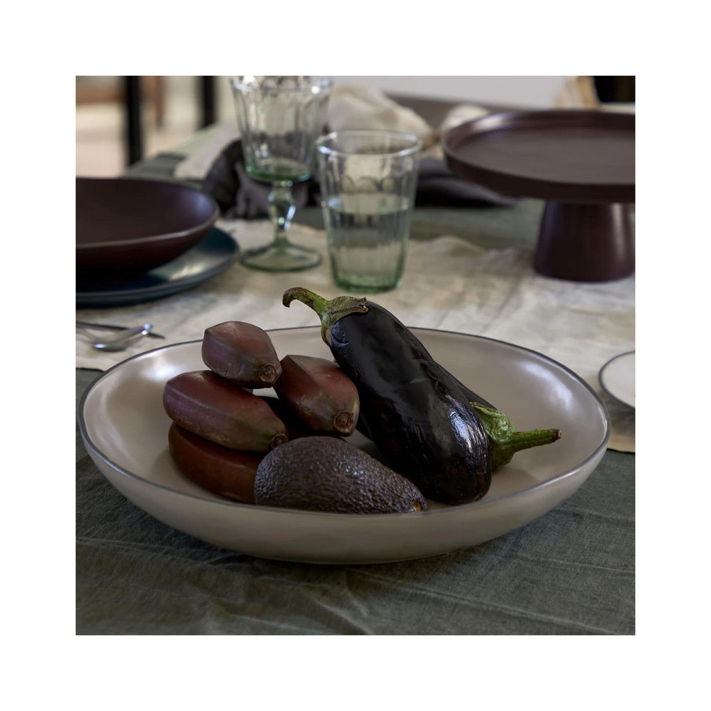 Stacked Organic Serving Bowl - Cremini - in use