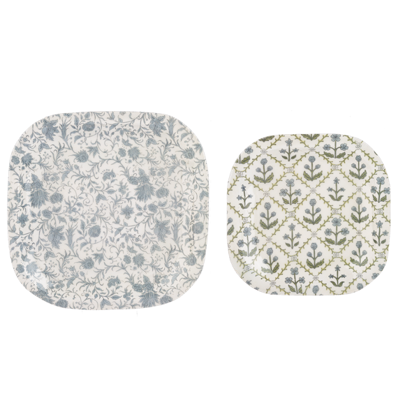 Vintage Floral Square Metal Trays