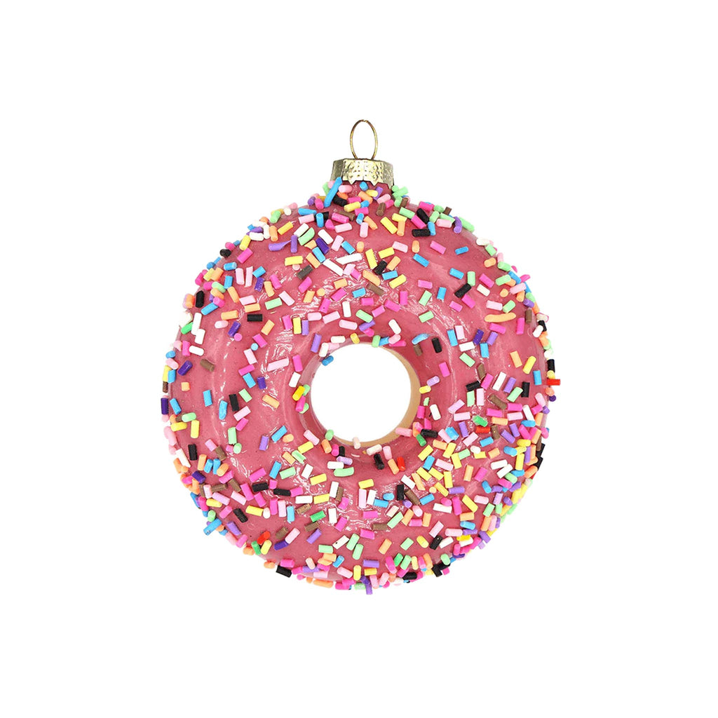 Pink Sprinkles Donut Glass Ornament