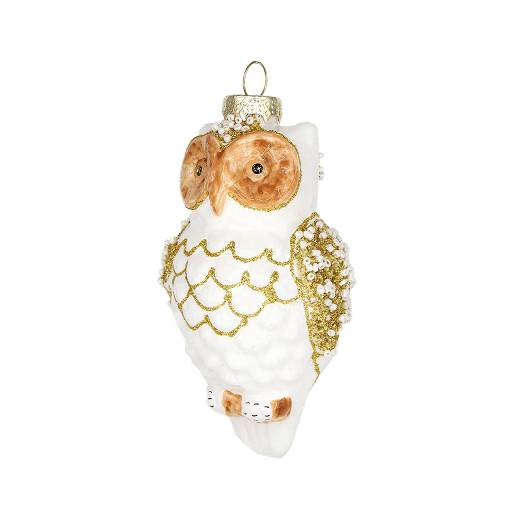White Owl Glass Ornament