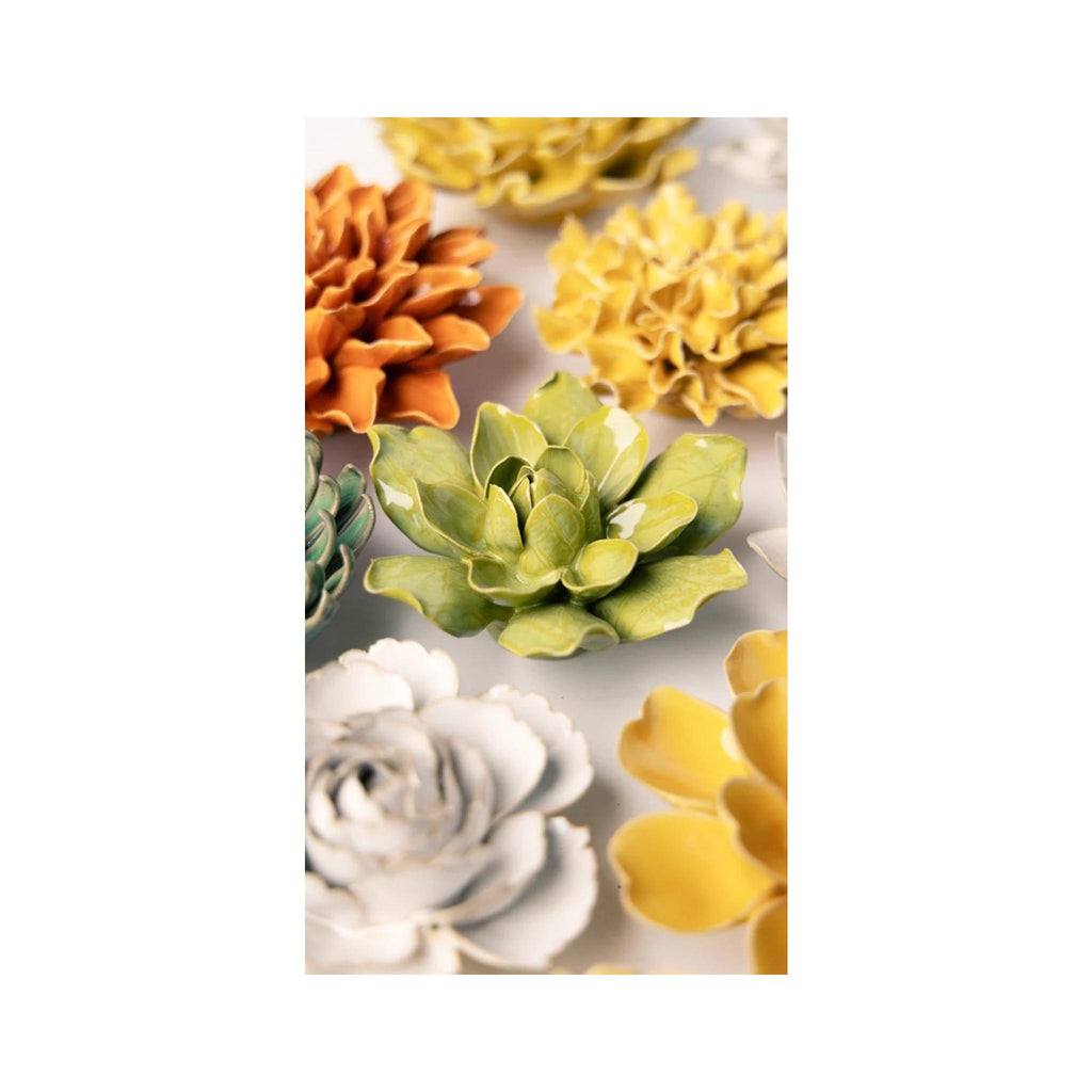 Ceramic Flower - Chartreuse Columbine - detail