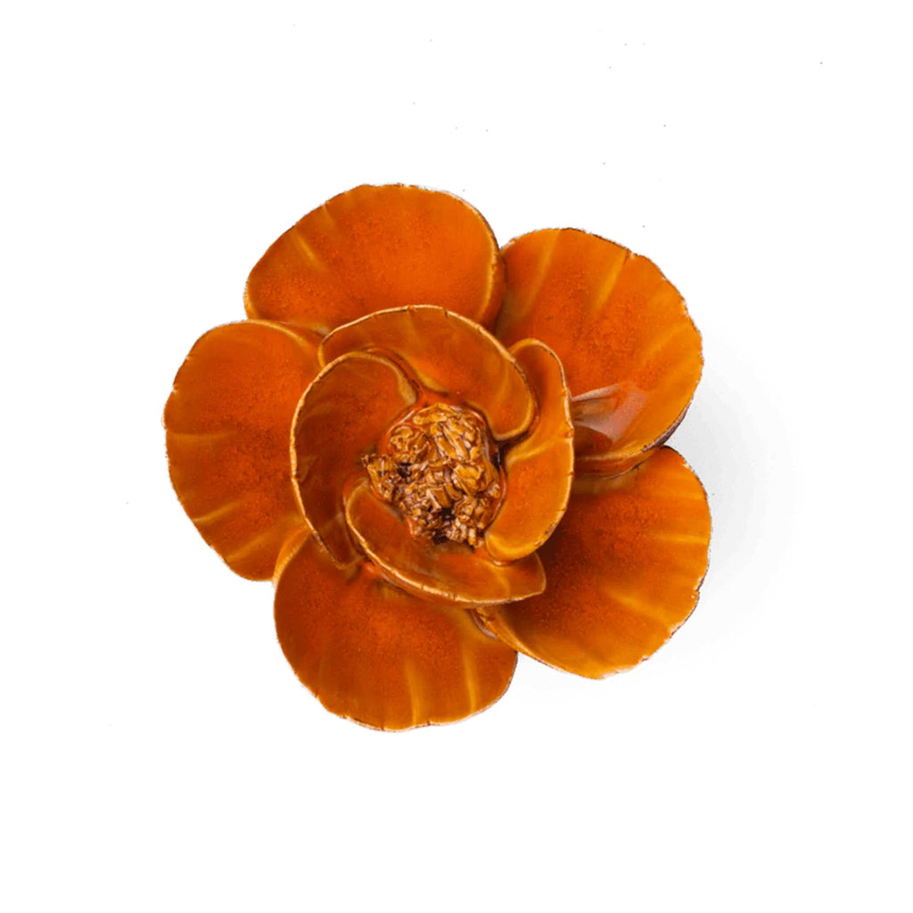Ceramic Flower - Burnt Orange Poppy