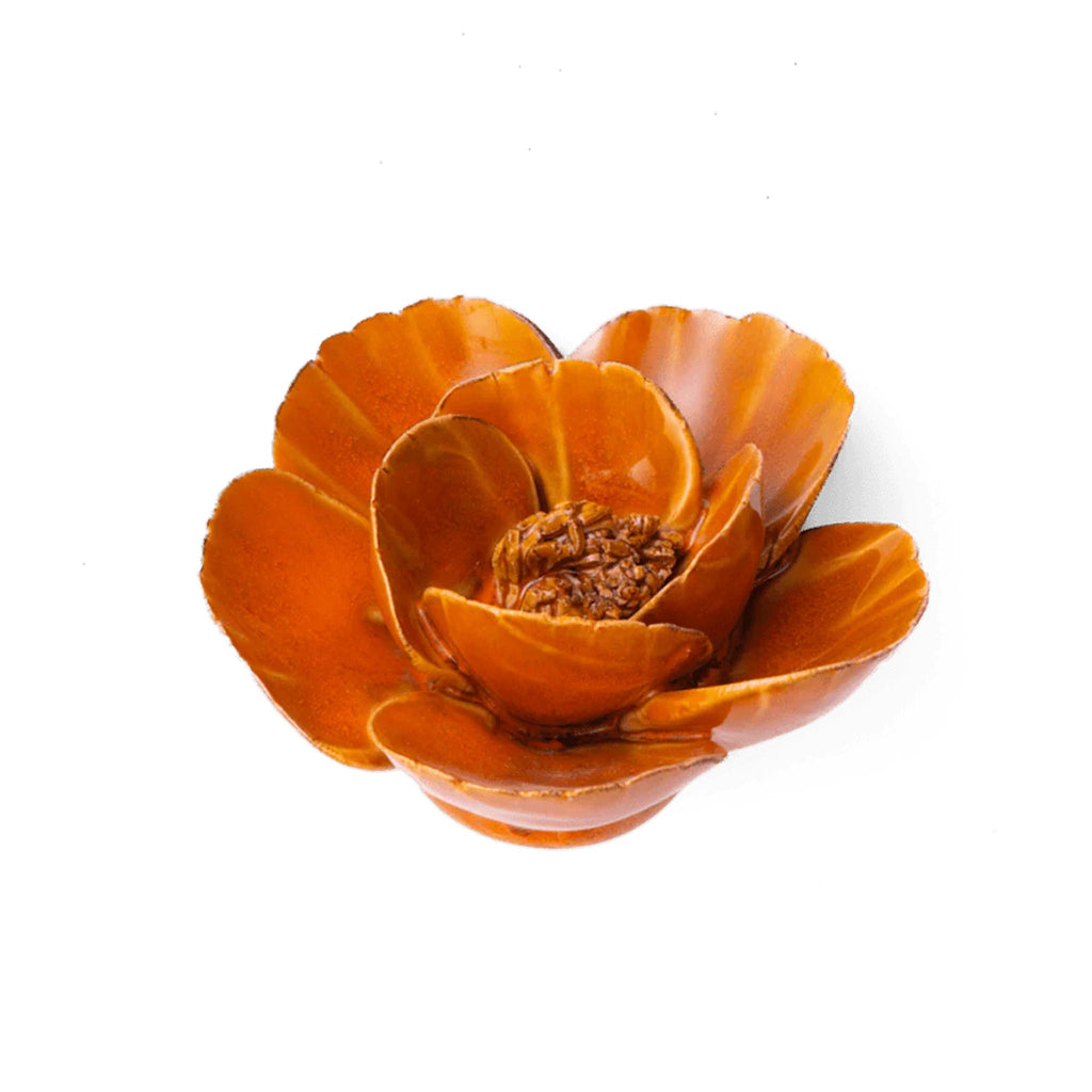 Ceramic Flower - Burnt Orange Poppy