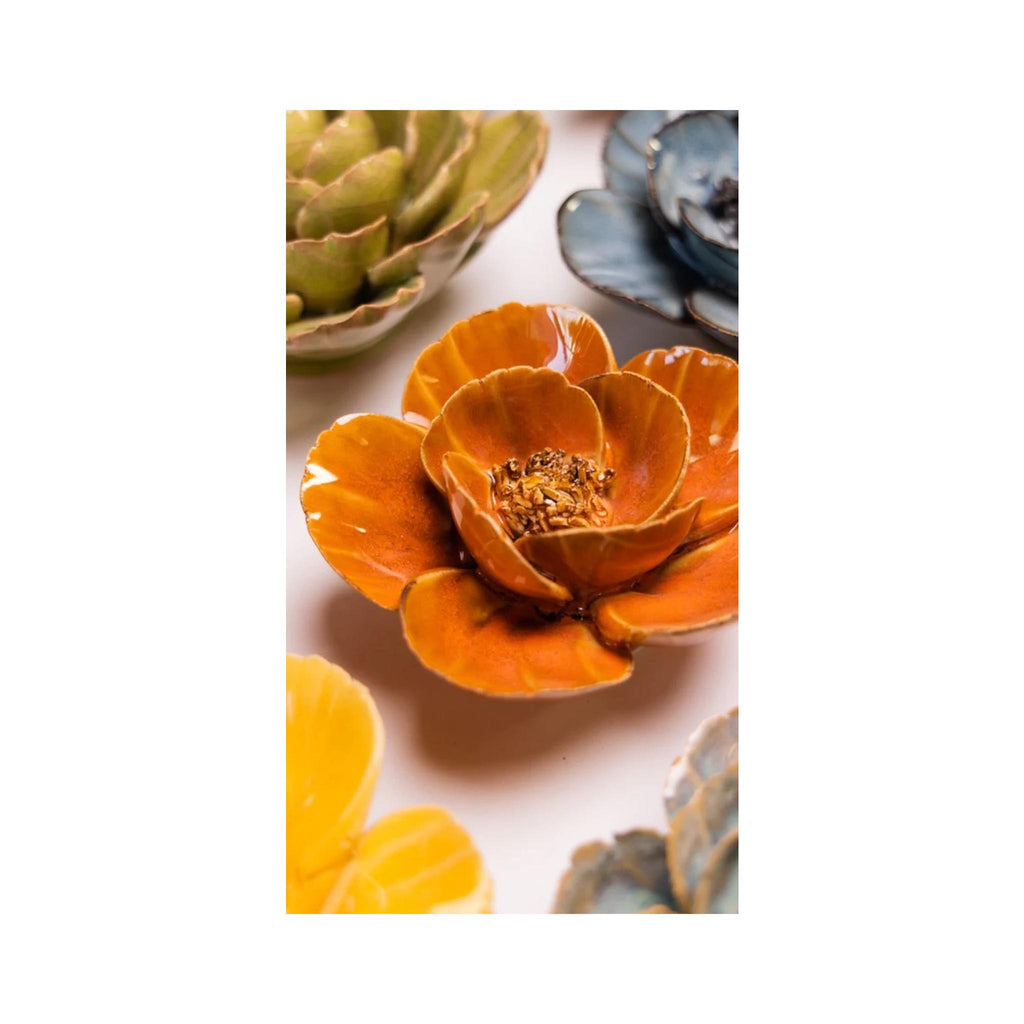 Ceramic Flower - Burnt Orange Poppy - detail